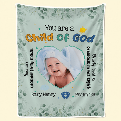 Customized Newborn Photo Blanket, Personalized Gift with Name & Picture - You Are A Child Of God | New Infant, Baby Girl, Boy, Granddaughter, Grandson