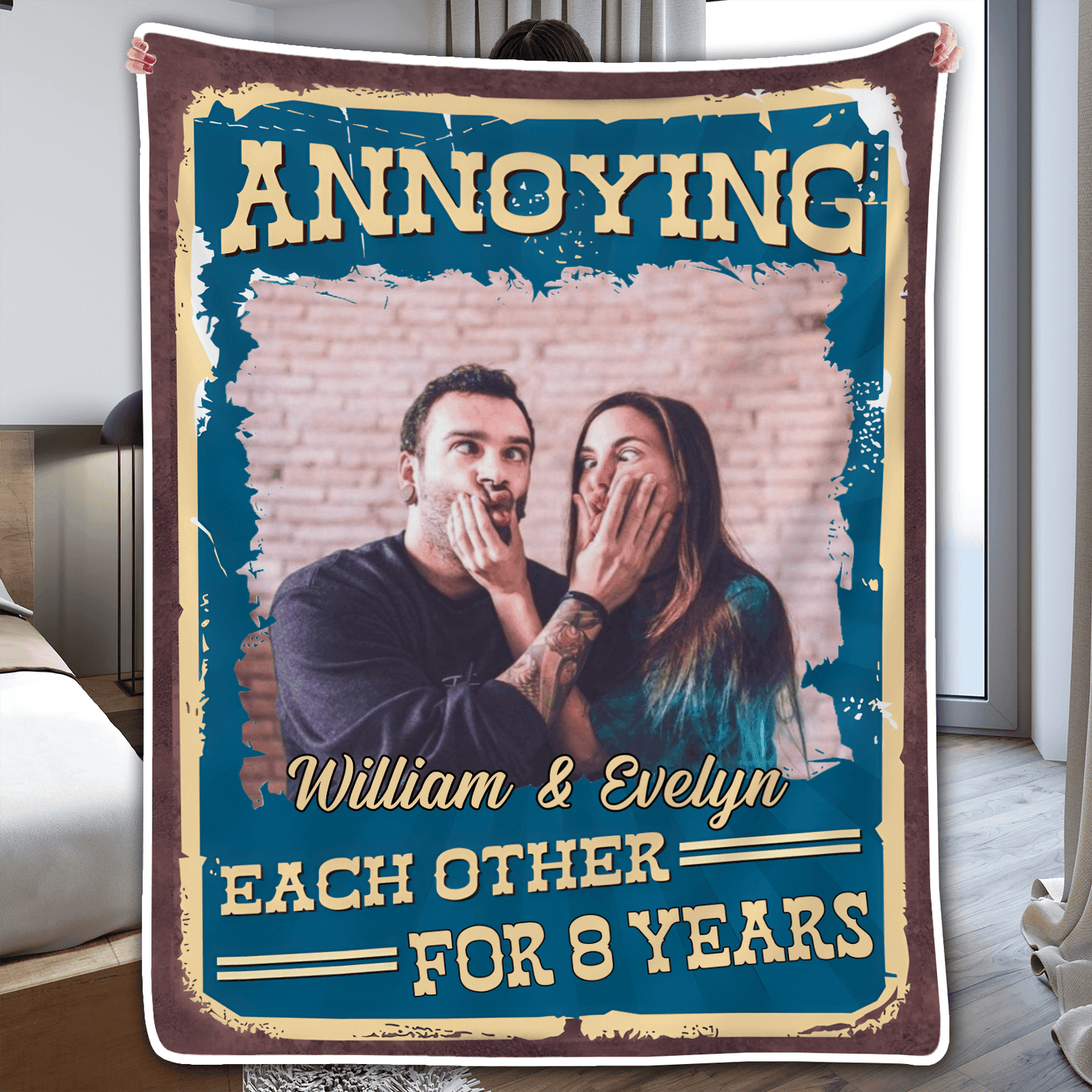 Photo Blanket for Couple - Personalized Gift for Girlfriend, Boyfriend, Valentine, Birthday, Anniversary - Custom Upload Image