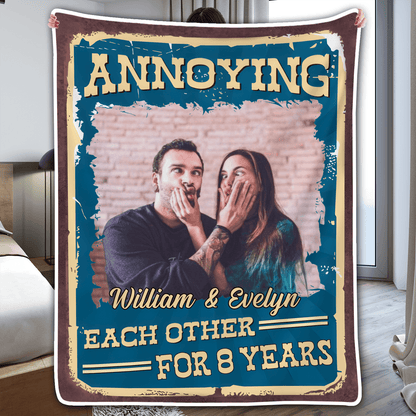 Photo Blanket for Couple - Personalized Gift for Girlfriend, Boyfriend, Valentine, Birthday, Anniversary - Custom Upload Image