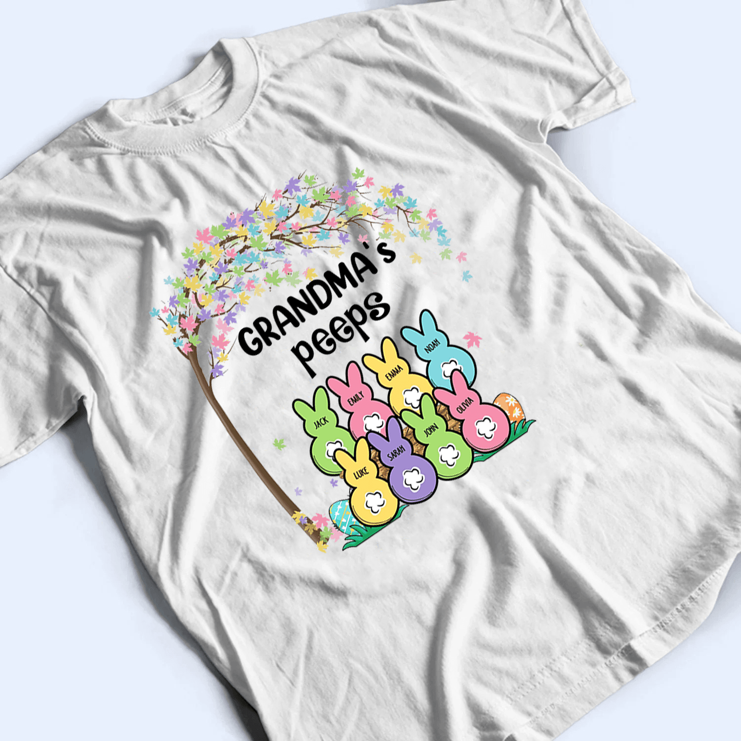 Grandma's Bunnies Easter Custom Kid's Name - Personalized Custom T Shirt - Easter, Birthday, Loving, Funny Gift for Grandma/Nana/Mimi, Mom, Wife, Grandparent