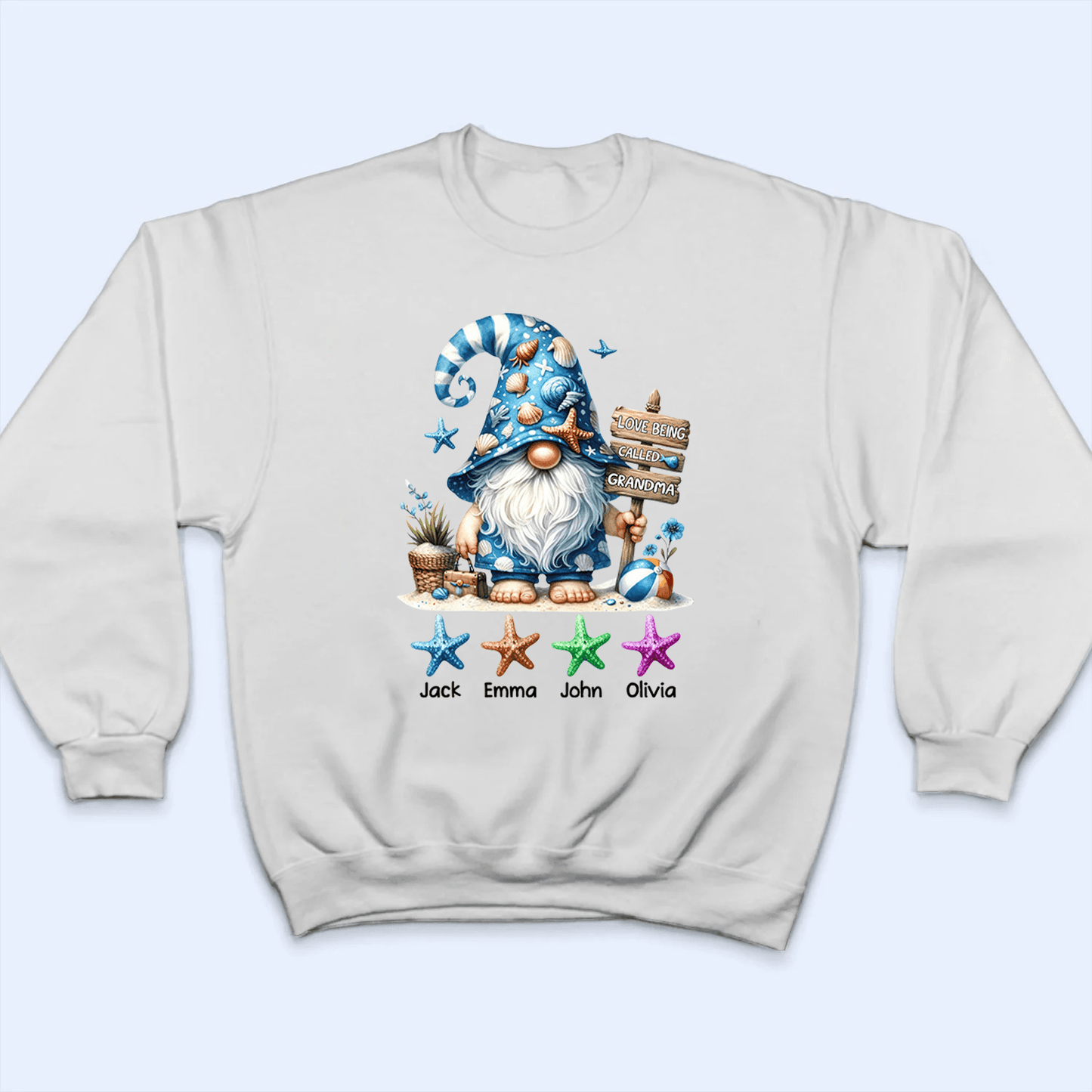 Starfish Gnome Summer Grandma - Personalized Custom T Shirt - Summer Gift for Grandma/Nana/Mimi, Mom, Wife, Grandparent