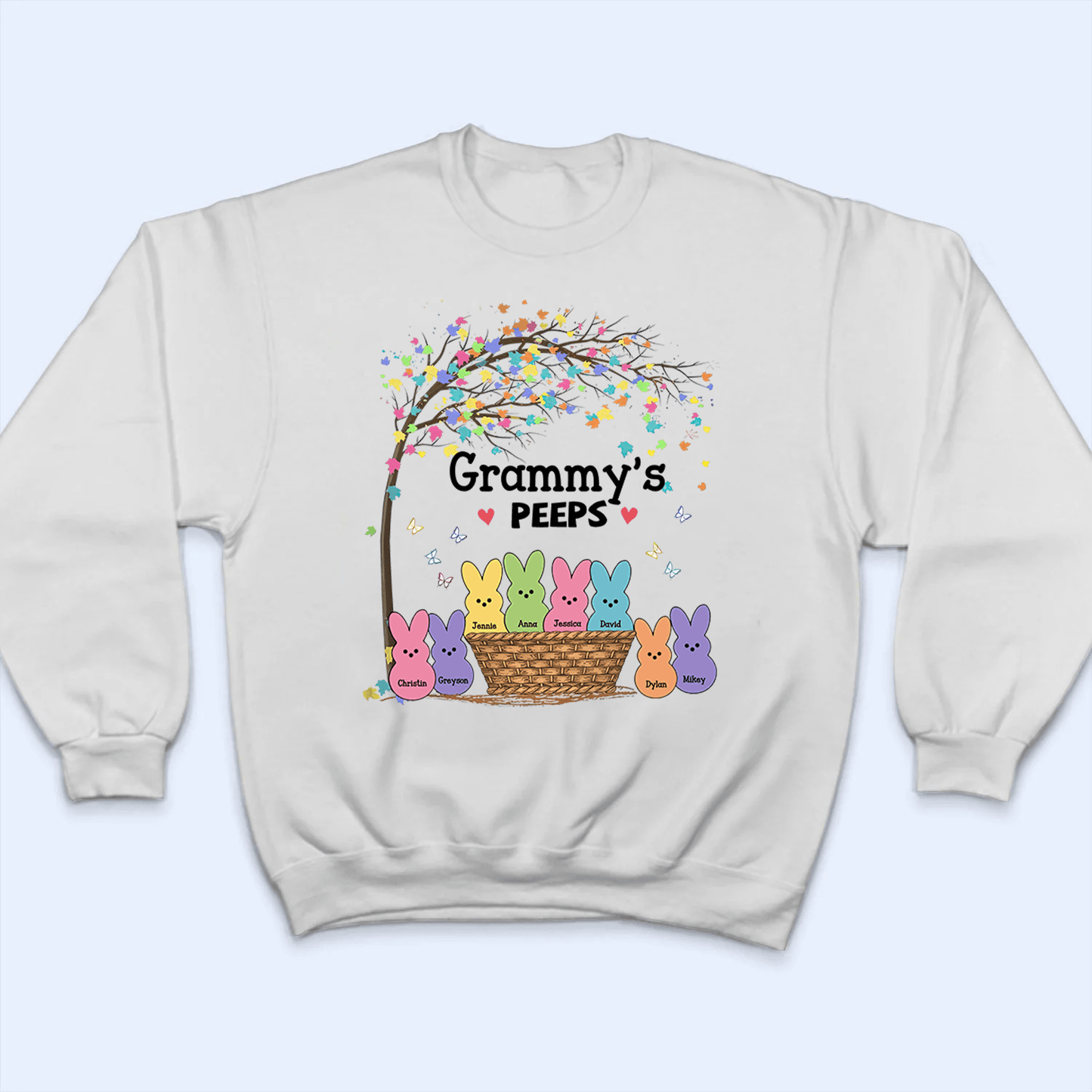 Grandma's Bunnies in a Basket - Personalized Custom T Shirt - Easter, Birthday, Loving, Funny Gift for Grandma/Nana/Mimi, Mom, Wife, Grandparent