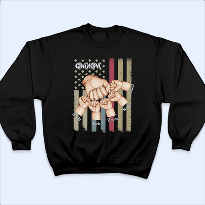 Grandpa Fist Bump - Personalized Custom T Shirt - Birthday, Loving, Funny Gift for Fathers/Dad/Papa/Grandpa