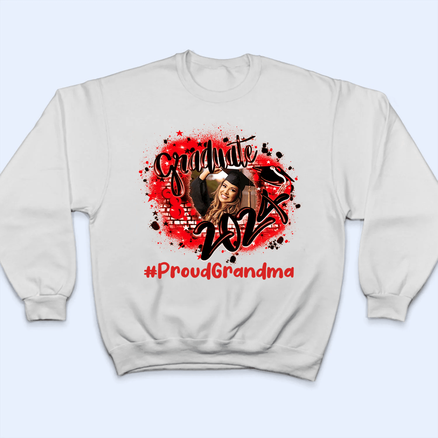 Custom Photo Proud Family Graduation 2025 Hashtag - Personalized Custom T Shirt - Birthday, Loving, Funny Gift for Grandma/Nana/Mimi, Mom, Wife, Grandparent