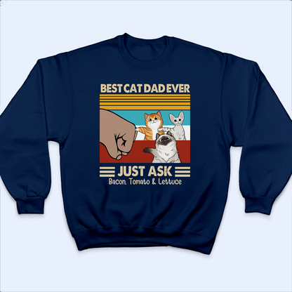 Best Cat Dad Ever Fist bump - Custom T Shirt - Personalized Gifts for Cat Lover & Owner, Cat Dad, Mom, Friend, Him | Birthday