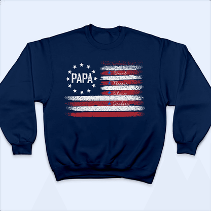 Retro Distressed Flags Design - Personalized Custom T Shirt - Gift for Dad, Husband, Grandpa, Father's Day