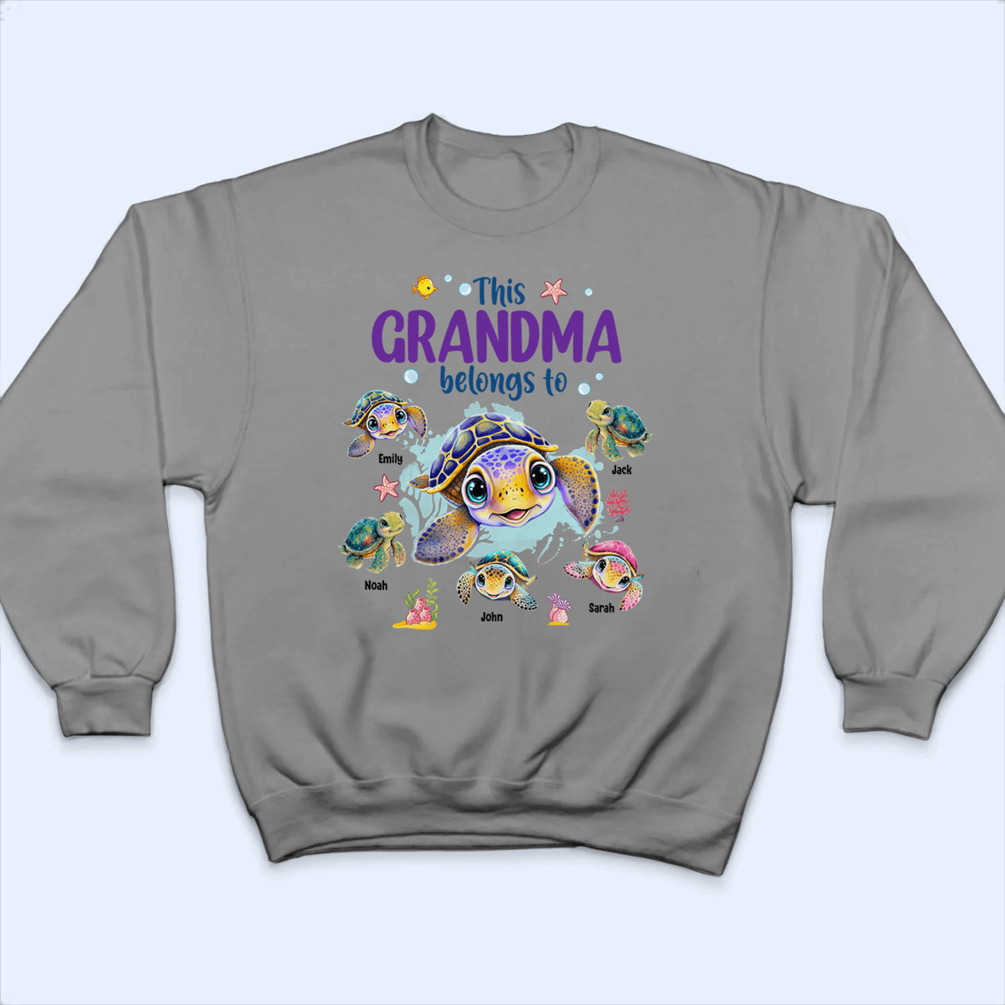 This Grandma Belongs To Summer Turtles - Personalized Custom T Shirt - Gift for Grandma/Nana/Mimi, Mom, Wife, Grandparent