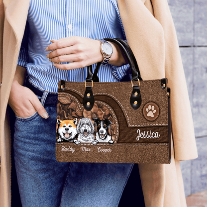Dog Personalized Leather Handbag, Personalized Gift for Dog Lovers, Dog Dad, Dog Mom