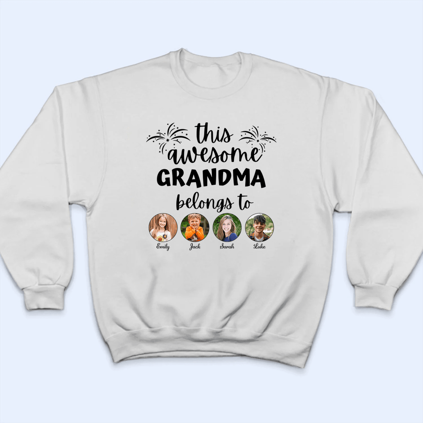 Custom Photo This Awesome Grandma Belongs To - Personalized Custom T Shirt - Gift for Grandma/Nana/Mimi, Mom, Wife, Grandparent