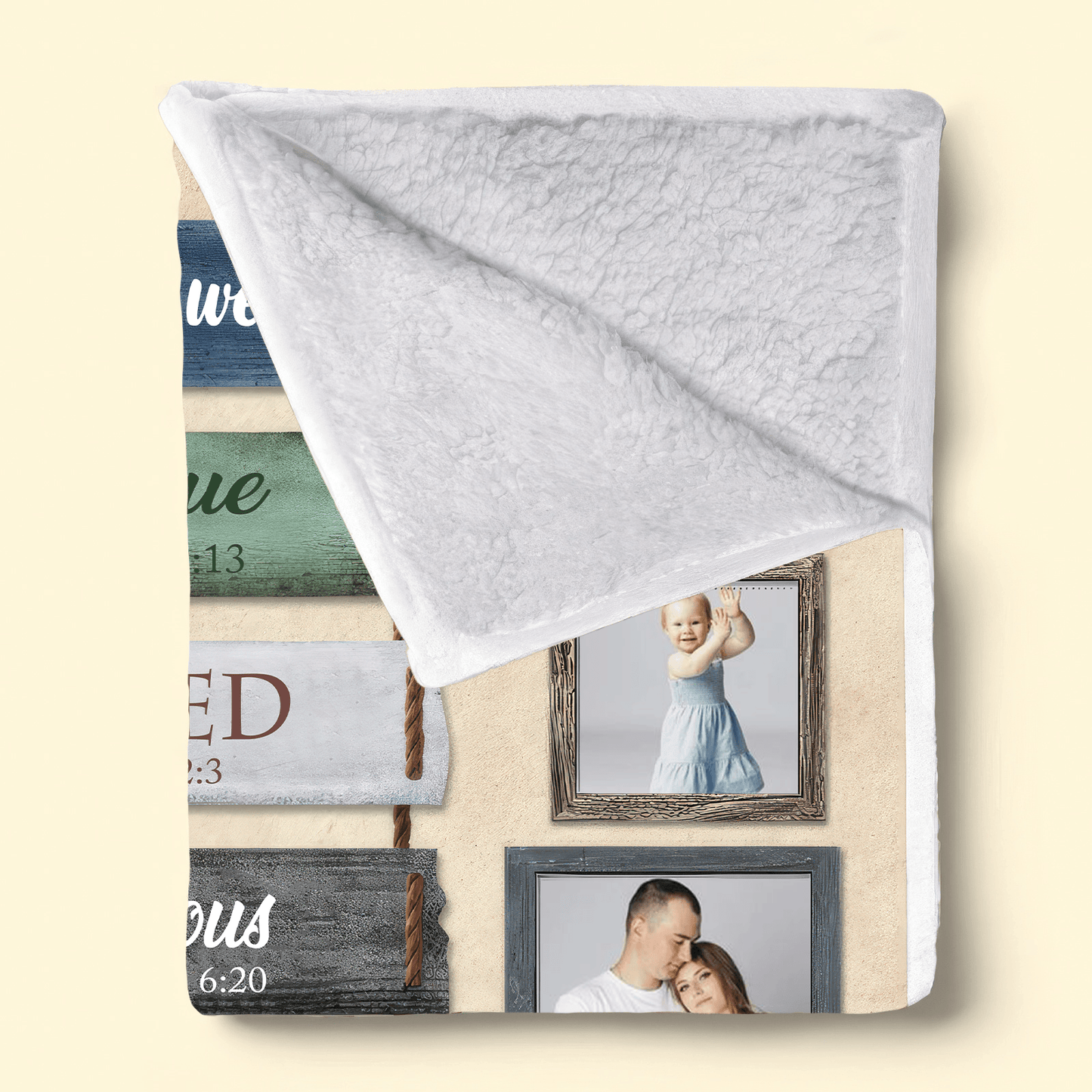 Photo Blanket for Family - Bible Verses - Personalized Gift for for Couple, Husband, Wife - Birthday, Anniversary, Valentine