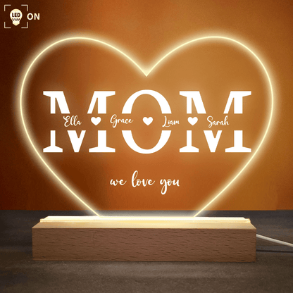 Mom We Love You - Acrylic Plaque Led Lamp - Personalized Gift for Mom - Mother's Day Gift