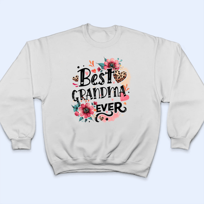 Best Grandma Ever Retro Boho - Personalized Custom T Shirt - Gift for Grandma/Nana/Mimi, Mom, Wife, Grandparent
