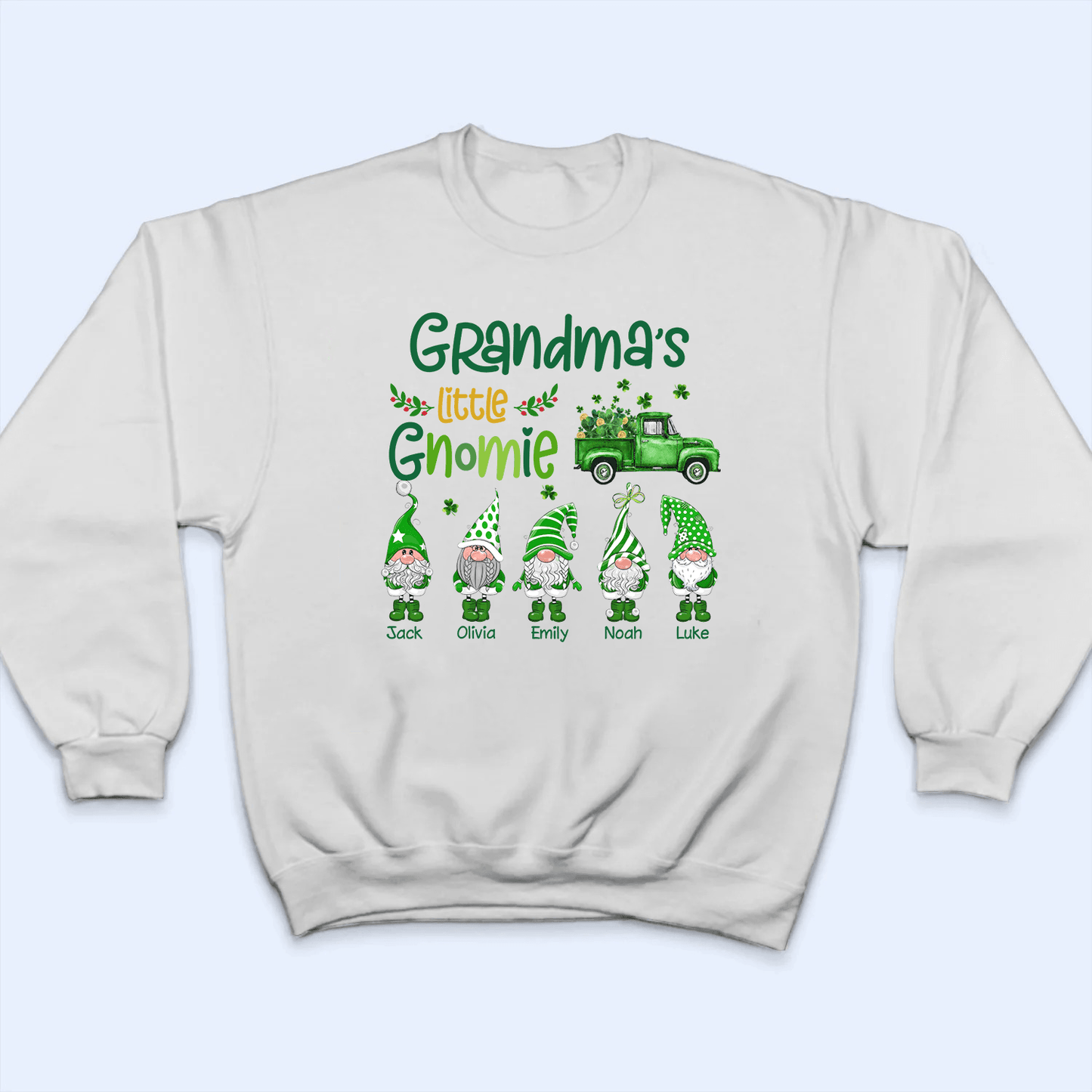 Grandma's Little Gnomies St. Patrick’s Day - Personalized Custom T Shirt - St. Patrick's Day, Birthday, Loving, Funny Gift for Grandma/Nana/Mimi, Mom, Wife, Grandparent