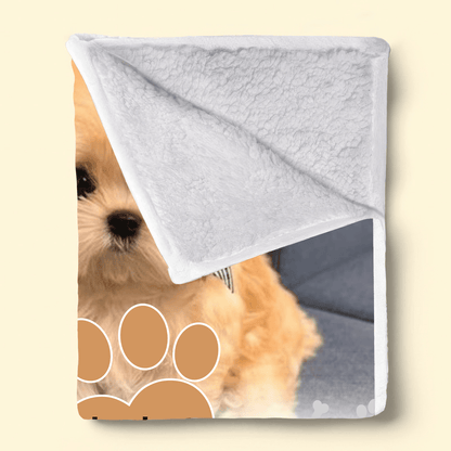 Custom Photo Memorial Pet When You Miss Me, Hug This Blanket | Personalized Sympathy Gift for Pet Lovers, Dog Mom, Dog Dad, Cat Mom, Cat Dad | Blanket