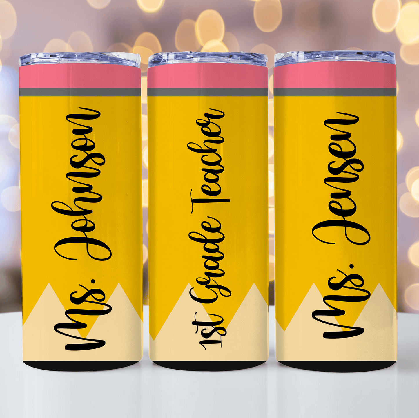 Custom Pencil Tumbler - Personalized Custom 20oz Skinny Tumbler Cup - Personalized Custom Youth T Shirt - Back To School/ First Day Of School, Loving, Funny Gift for Teacher, Kindergarten, Preschool, Pre K, Paraprofessional