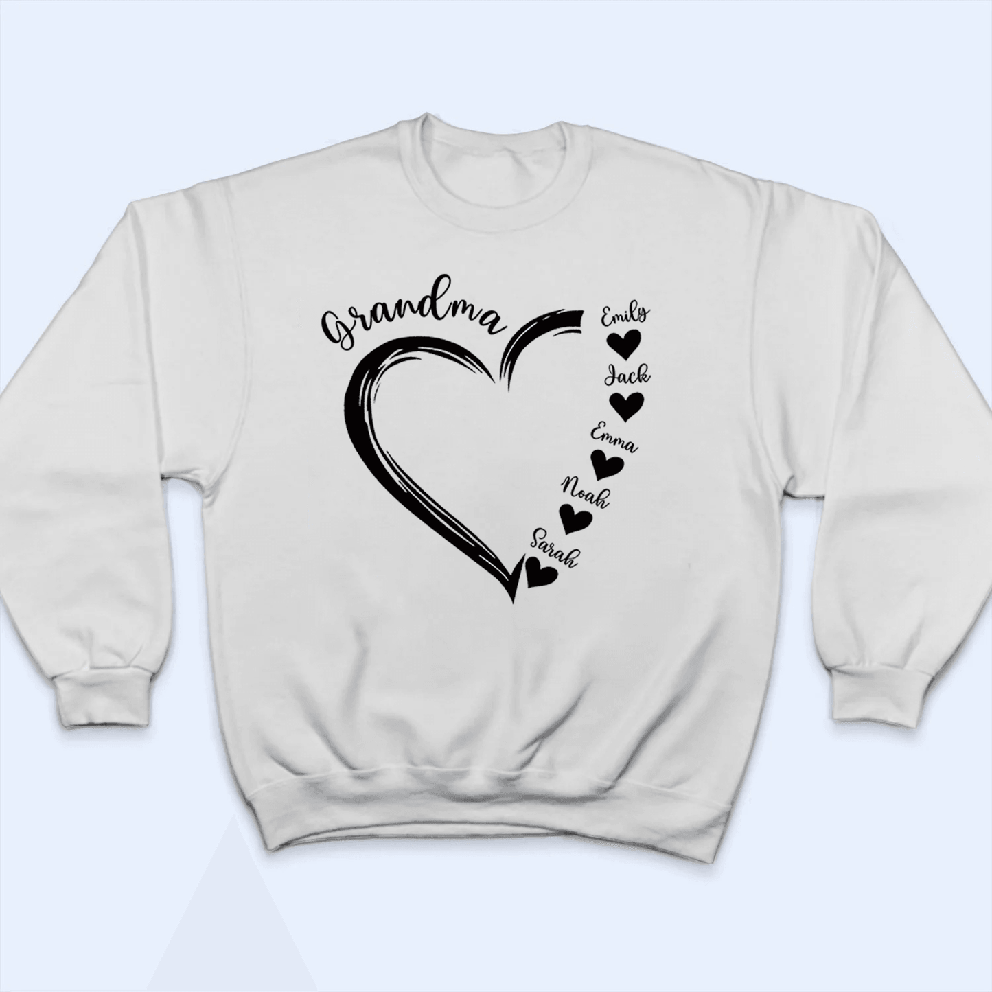 Grandma Sweet Heart With Grandkids Name - Personalized Custom T Shirt - Birthday, Loving, Funny Gift for Grandma/Nana/Mimi, Mom, Wife, Grandparent
