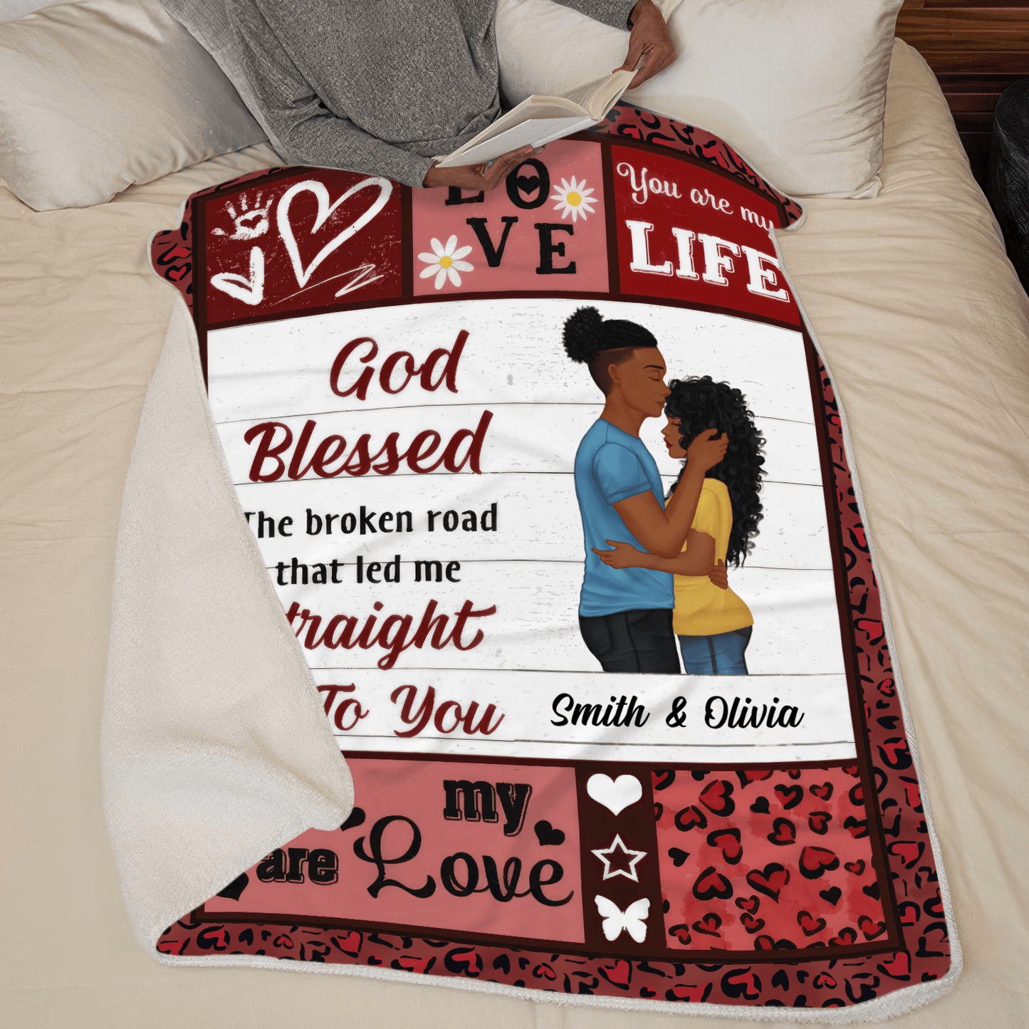 Custom Blanket for Couple - You Are My Life - Personalized Gift for Valentine, Girlfriend, Boyfriend | Black History Month, Juneteenth