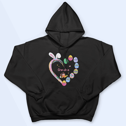 Grandma Easter Heart With Grandkids Bunny - Personalized Custom T Shirt - Easter, Birthday, Loving, Funny Gift for Grandma/Nana/Mimi, Mom, Wife, Grandparent