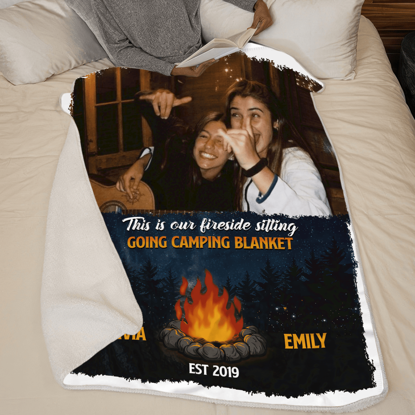 Camping Photo Blanket - Personalized Gift for Camper, Bestie, Girlfriend, Boyfriend | Birthday, Valentine, Anniversary | Custom Image