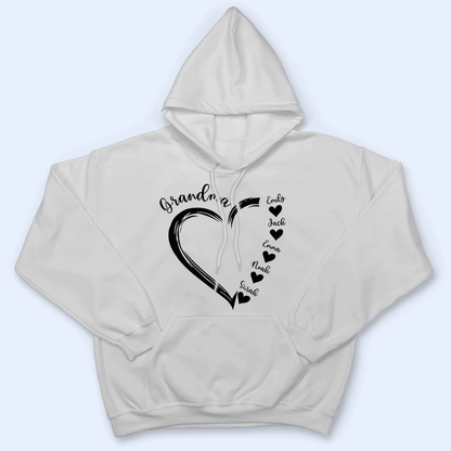 Grandma Sweet Heart With Grandkids Name - Personalized Custom T Shirt - Birthday, Loving, Funny Gift for Grandma/Nana/Mimi, Mom, Wife, Grandparent