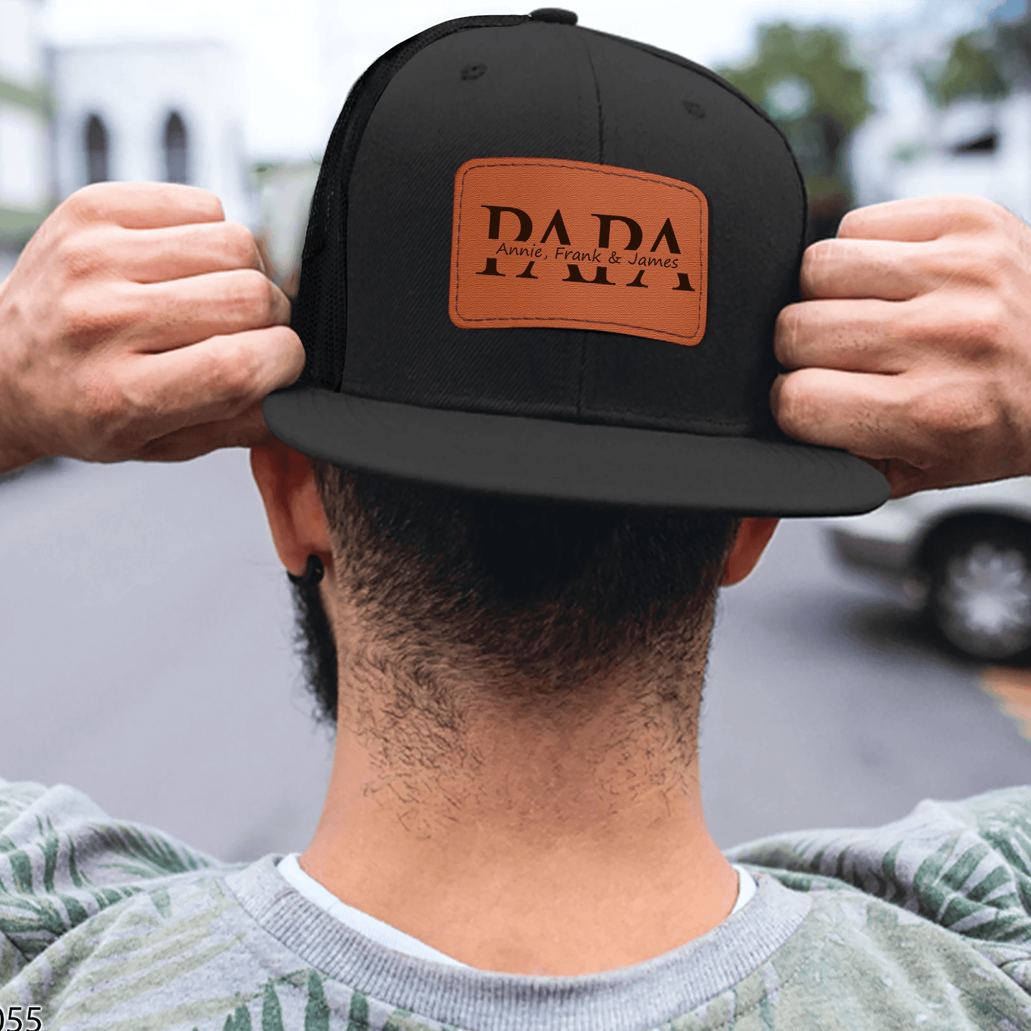 Custom Kids Name Dad Hat for Papas - Personalized Leather Patch Hat, Dad and Kids Trucker Hat - Father's Day Gift for Daddy, Dada, Grandpa