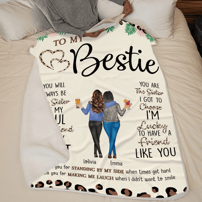 To My Bestie Thank You For Standing By My Side Friendship - Personalized Custom Blanket - Personalized Gift For Her, Besties, Friends, Sisters