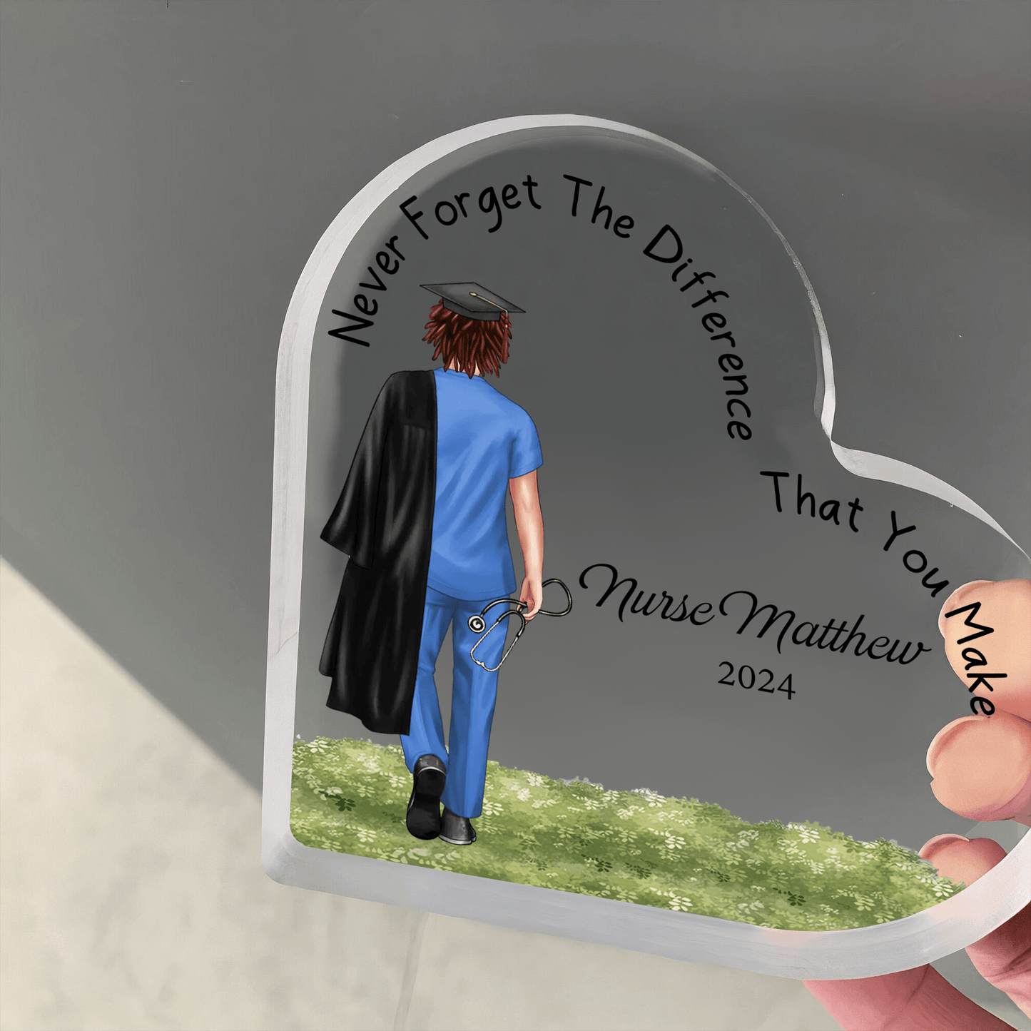Nursing Graduation - Custom Heart-shaped -Personalized Gift for Male Nurse, CNA, Healthcare, Registered RN, Retirement