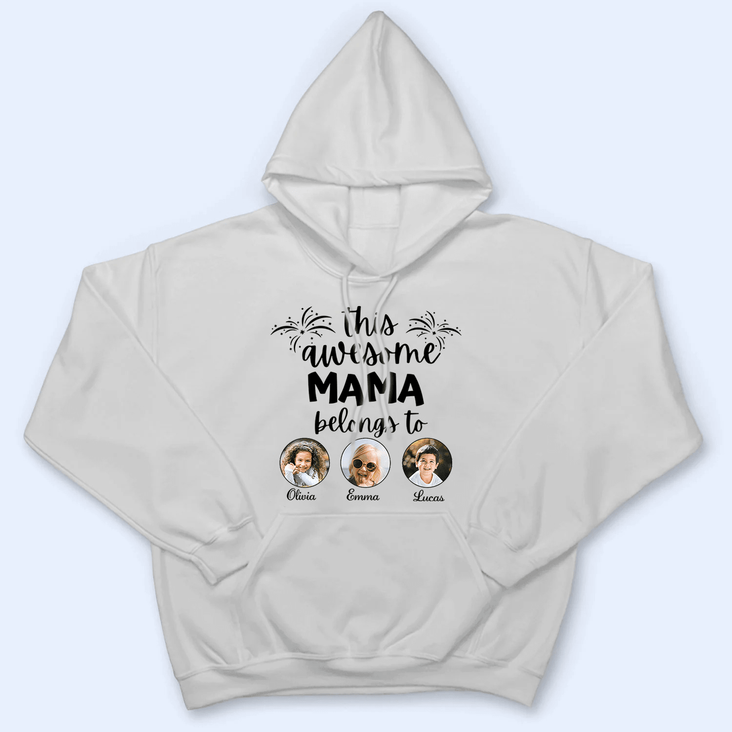 Custom Photo This Awesome Mama Belongs To - Personalized Custom T Shirt - Gift for Grandma/Nana/Mimi, Mom, Wife, Grandparent