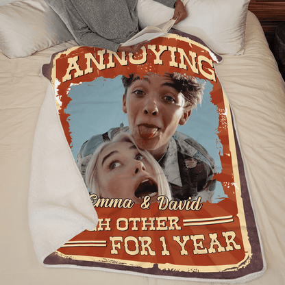 Photo Blanket for Couple - Personalized Gift for Girlfriend, Boyfriend, Valentine, Birthday, Anniversary - Custom Upload Image