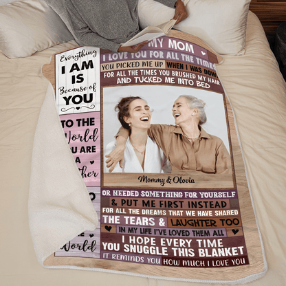 Photo Blanket for Mom - We Love You | Personalized Gift for Mom, Grandma, Wife | Birthday, Mother's Day or any occasion
