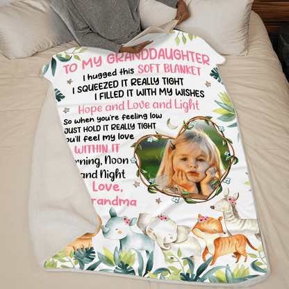 Custom Photo Safari Animals Nursery Blanket For Grandkids | Personalized Gift For Granddaughters, Grandsons, Daughters, Sons | Blanket