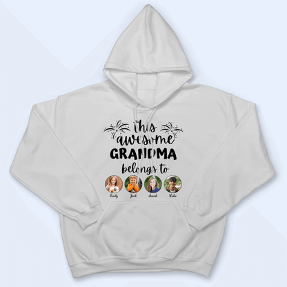 Custom Photo This Awesome Grandma Belongs To - Personalized Custom T Shirt - Gift for Grandma/Nana/Mimi, Mom, Wife, Grandparent