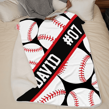 Baseball Custom Blanket | Personalized Gift For Sport Players, Brothers, Grandsons, Sons, Kids | Blanket