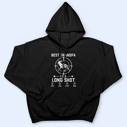 Best Grandpa By A Long Shot Hunting Gift - Family Personalized Unisex Tshirt, Hoodie, Sweatshirt - Custom Father's Day, Birthday Gift For Dad, Grandpa