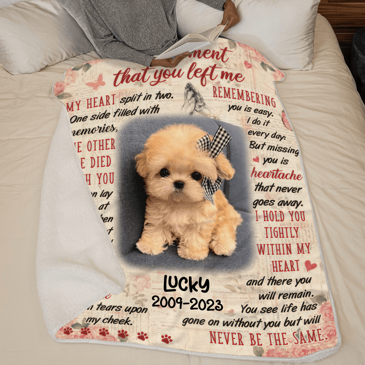 Custom Photo The Moment That You Left Me | Personalized Sympathy Gift for Pet Lovers, Dog Mom, Dog Dad, Cat Mom, Cat Dad | Blanket