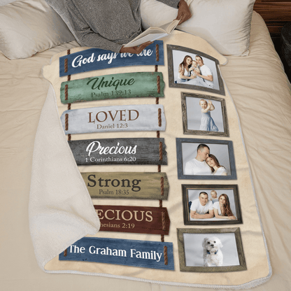 Photo Blanket for Family - Bible Verses - Personalized Gift for for Couple, Husband, Wife - Birthday, Anniversary, Valentine