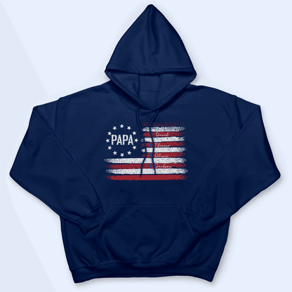 Retro Distressed Flags Design - Personalized Custom T Shirt - Gift for Dad, Husband, Grandpa, Father's Day