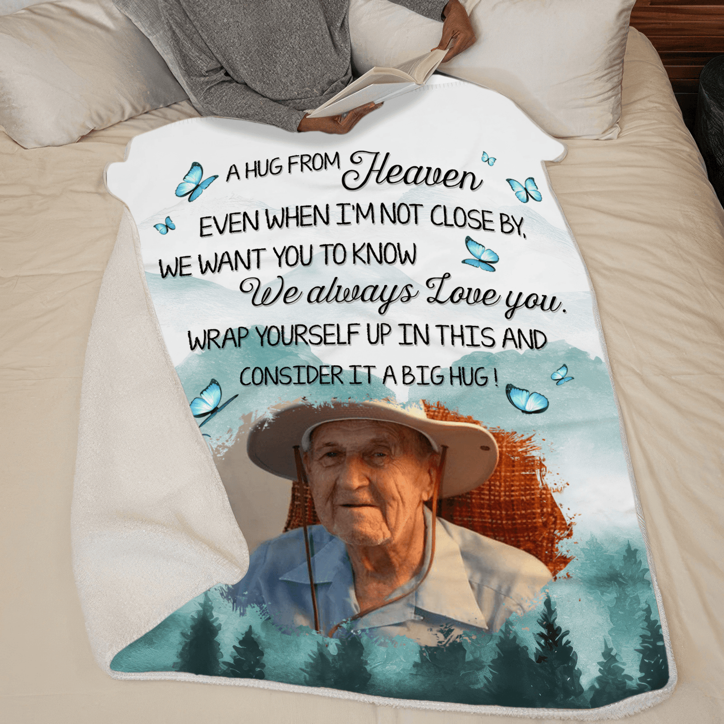 Custom Photo I Always Love You | Memorial Sympathy Personalized Gift for Family Members, Grandma, Grandpa, Dad, Mom, Daughters, Sons | Blanket
