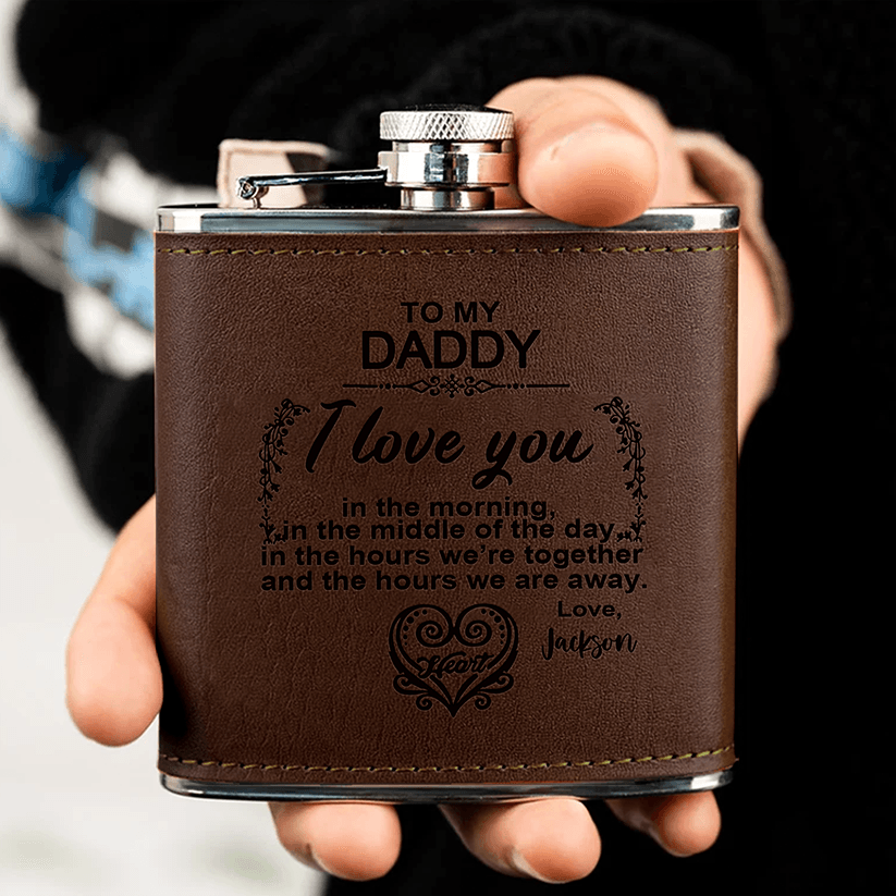 I Love You Poem - Family Personalized Custom Hip Flask - Father's Day, Birthday Gift For Dad, Grandpa, Husband, Boyfriend
