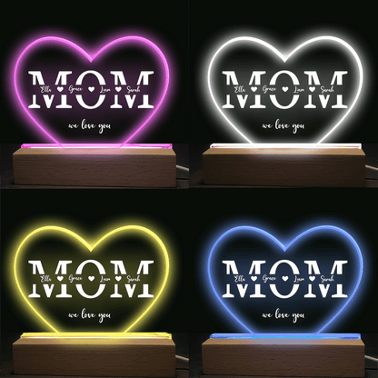Mom We Love You - Acrylic Plaque Led Lamp - Personalized Gift for Mom - Mother's Day Gift