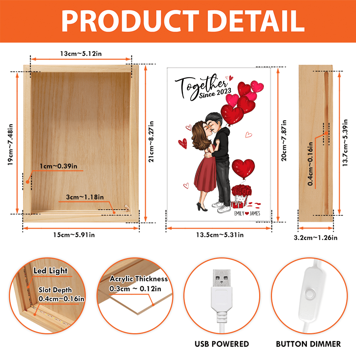 Together Since - Custom Light Box - Personalized Gift For Couple, Girlfriend, Husband, Wife, Her, Him |  Valentine, Anniversary