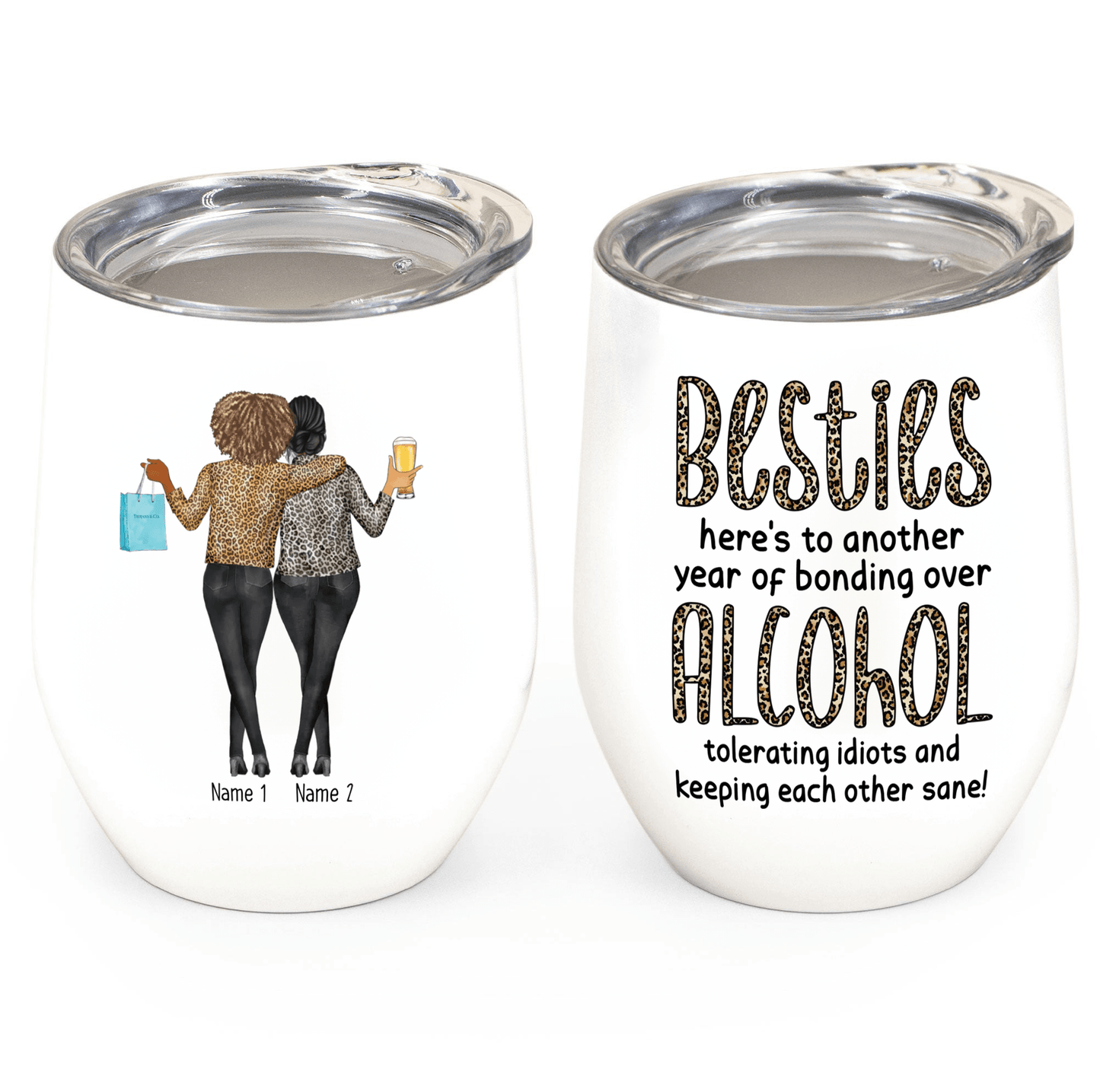 Thank You For Standing By My Side Friendship - Personalized Custom 12oz Wine Tumbler - Personalized Gift For Her, Besties, Friends, Sister, Soul Sisters