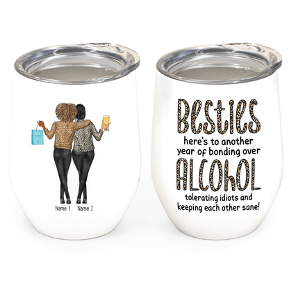 Thank You For Standing By My Side Friendship - Personalized Custom 12oz Wine Tumbler - Personalized Gift For Her, Besties, Friends, Sister, Soul Sisters