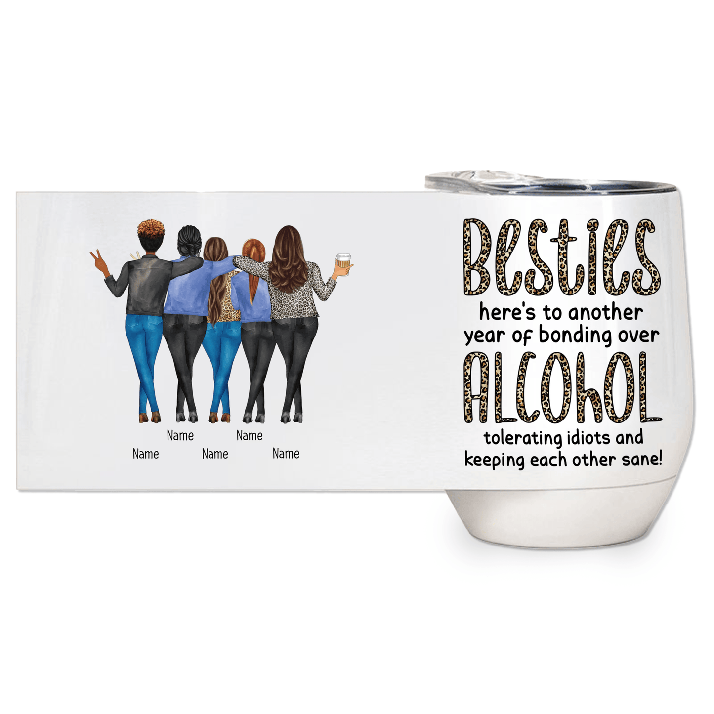 Thank You For Standing By My Side Friendship - Personalized Custom 12oz Wine Tumbler - Personalized Gift For Her, Besties, Friends, Sister, Soul Sisters
