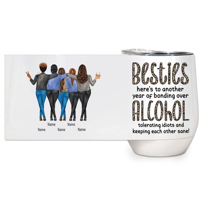 Thank You For Standing By My Side Friendship - Personalized Custom 12oz Wine Tumbler - Personalized Gift For Her, Besties, Friends, Sister, Soul Sisters