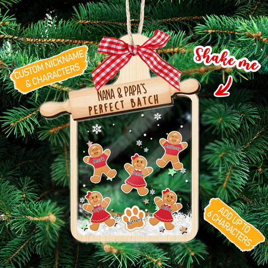 Grandma & Grandpa's Perfect Batch - Custom 3 Layers Shaker Ornament - Personalized Christmas Gift For Couple,  Husband, Wife, Anniversary, Family