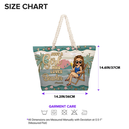 Just A Girl Who Loves Beaches - Personalized Beach Bag - Gift For Her, Traveling Lovers