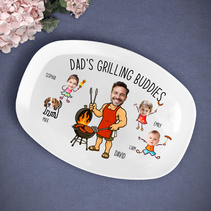 Custom Photo Dad’s Grilling Buddies - Personalized Grilling Platter - Father's Day Gifts for Dad, Husband, Papa, Grandpa, Daddy