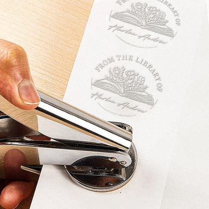 Ex Libris From The Library - Personalized Book Embosser Stamp - Gift For Book Lovers, Librarian, Book Club
