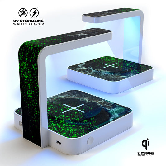 Grungy Green and Black Wood Surface UV Germicidal Sanitizing
